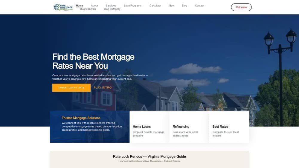 Screenshot of Free Mortgage Search website